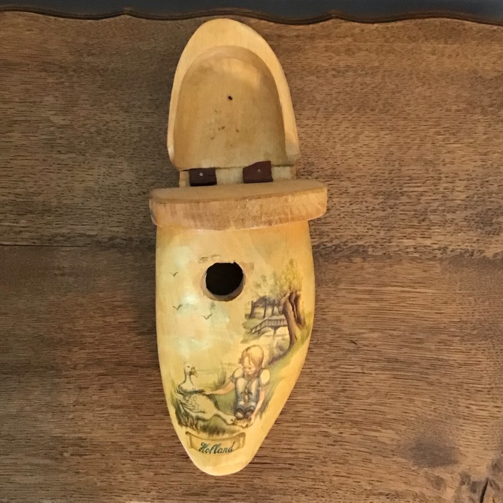 Unique Vintage Farmhouse Dutch Wooden Shoe Birdhouse